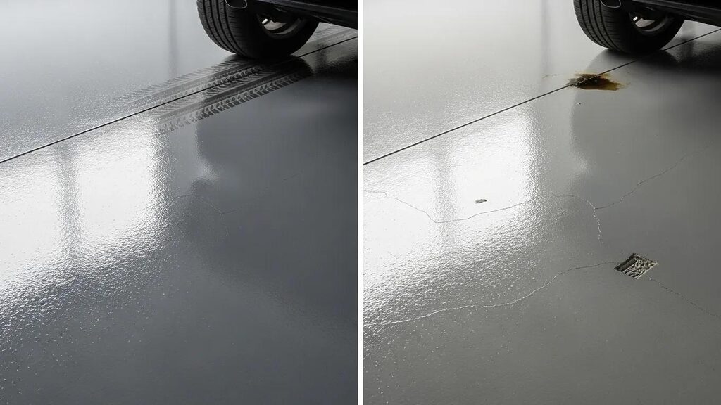 Comparison of polyurea and epoxy garage floor coatings highlighting durability and aesthetics